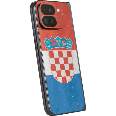 Croatia Flag Distressed Google Pixel 9 Pro Fold Skin
